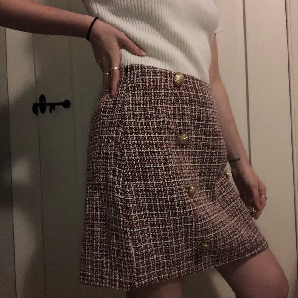 “Tweed” shirt with gold button embellishments